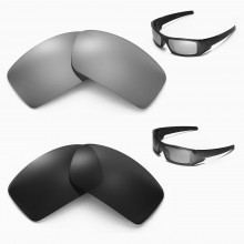 Walleva Two Pairs Polarized Lenses For Oakley Gascan Sunglasses - Titanium + Black 